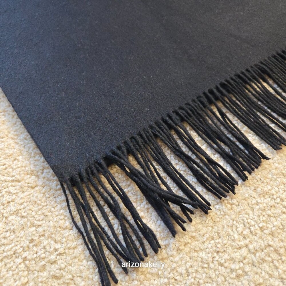 Black Cashmere Scarf Thick Soft Lux - Picture 8 of 16